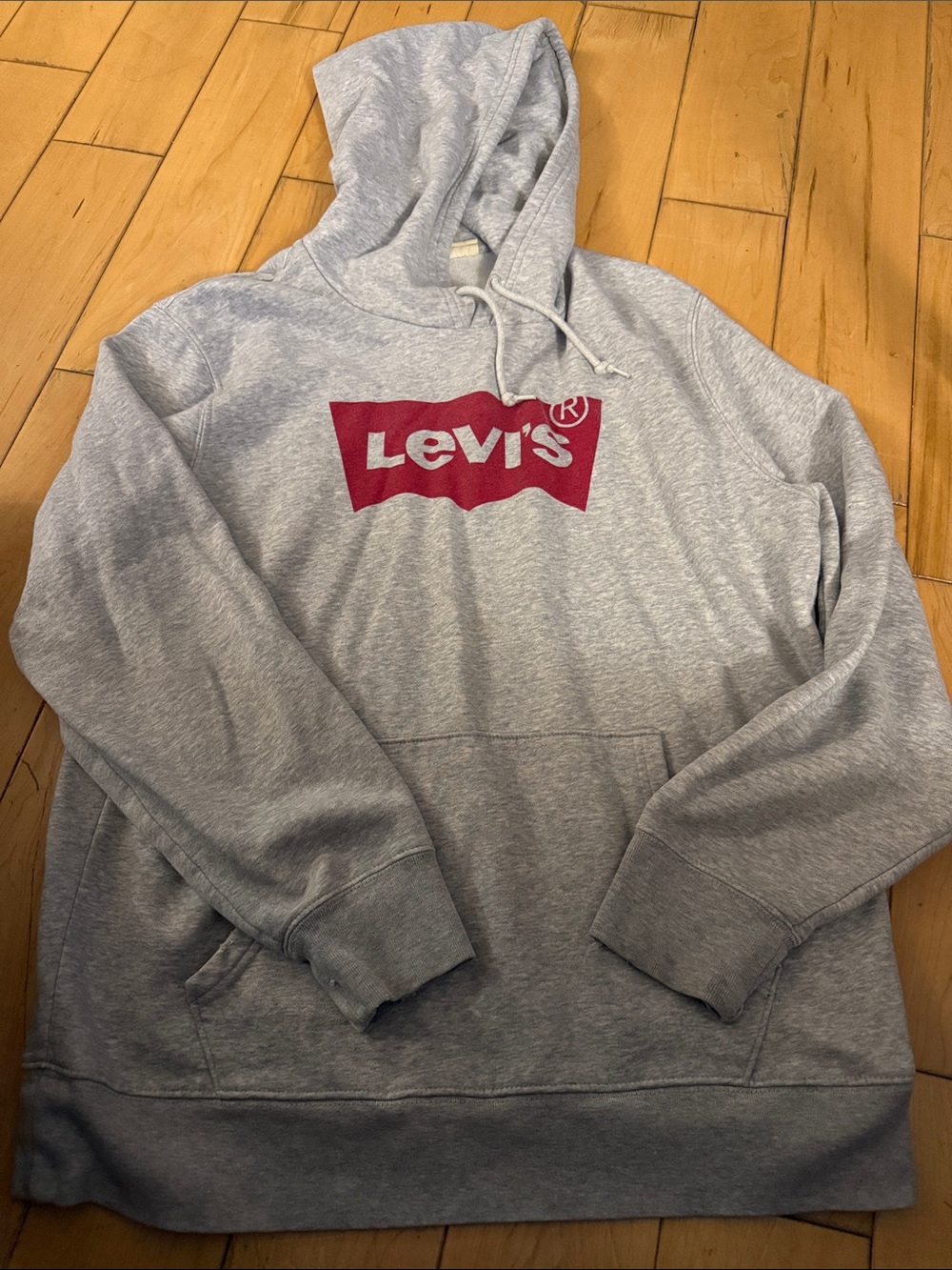 Levi's Light Gray Hoodie with Red Logo Pullover